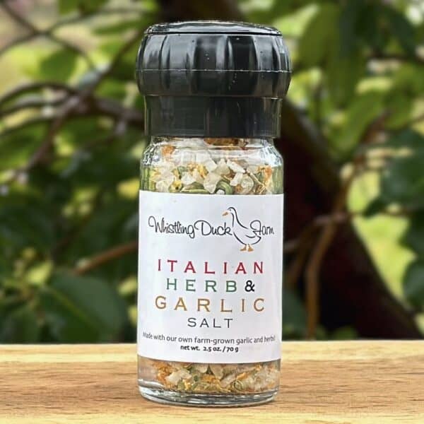 Whistling Duck Farm Italian Herb & Garlic Salt w/ Grinder Top - 2.5 oz 1