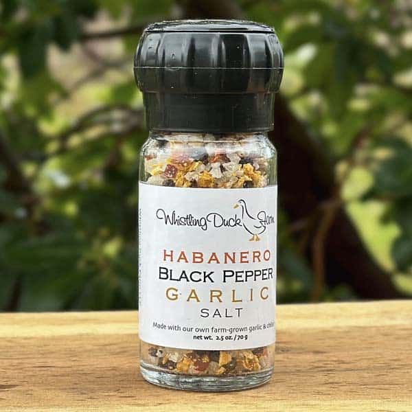 Whistling Duck Farm Habanero Black Pepper Garlic Salt w/ Grinder Top - 2.5 oz 1