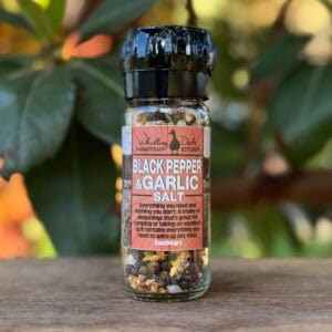 Whistling Duck Farm Black Pepper & Garlic Salt w/ Grinder Top - 2.5 oz